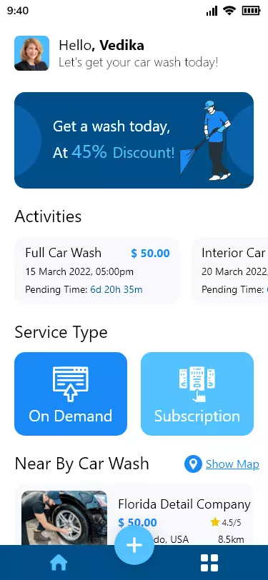 Car Wash App portfolio screens