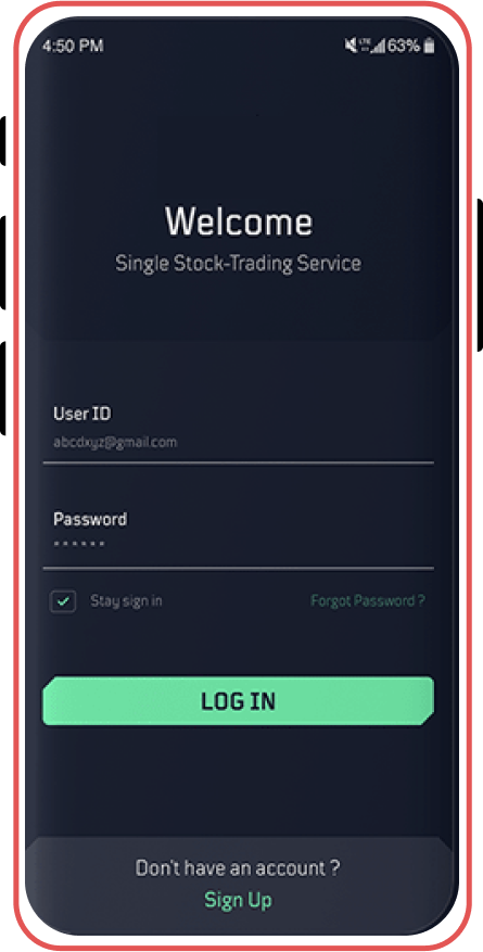 Stock Trading App screen