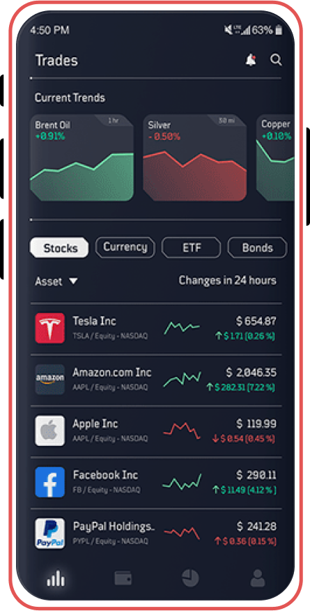 Stock Trading App screen