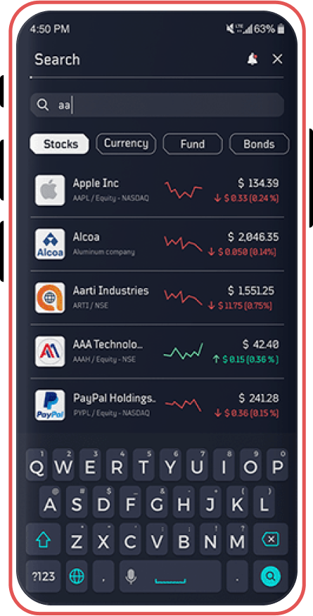 Stock Trading App screen