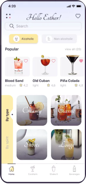 alcohol app screen