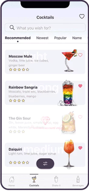 alcohol app screen