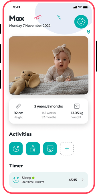 Baby Tracking App screen