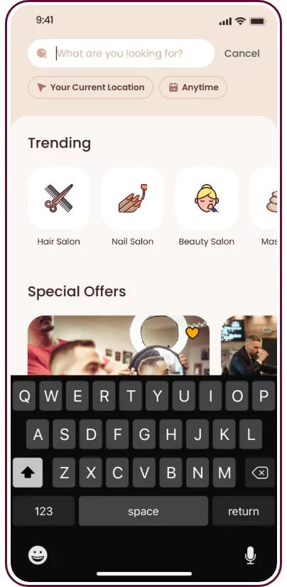 Beauty Salon App Screen