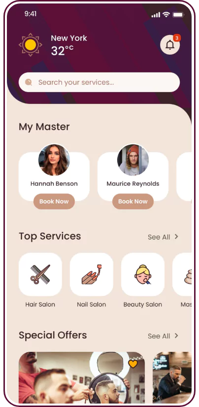 Beauty Salon App Screen