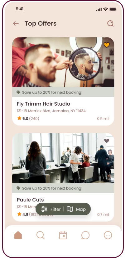 Salon App screen