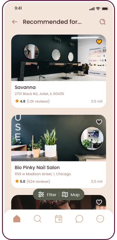 Salon App screen