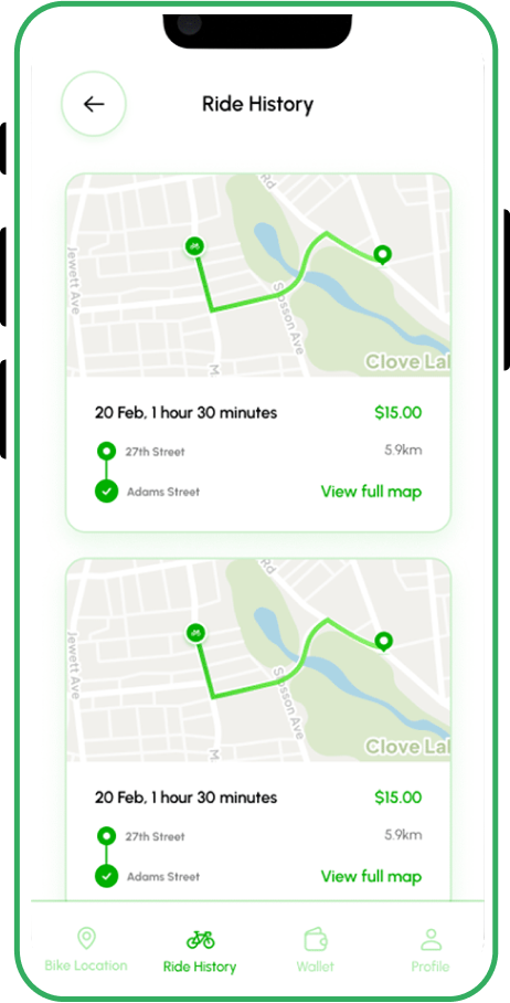 Bike Rental App screen