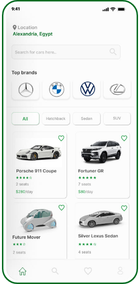 Car Rental App screen