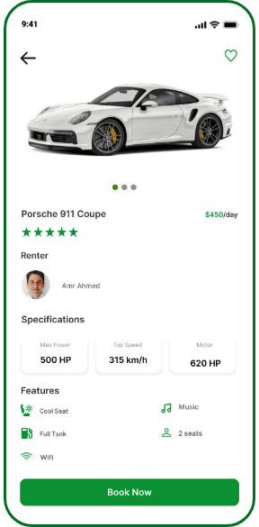 Car Rental App screen