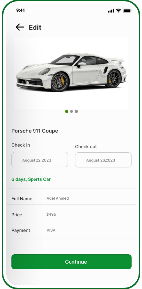 Car Rental App screen