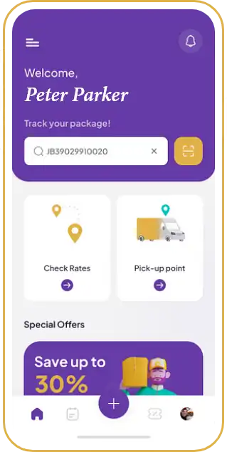 Courier Delivery screen