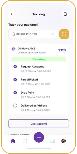 Courier Delivery screen