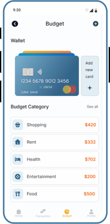 Expense Management App screen