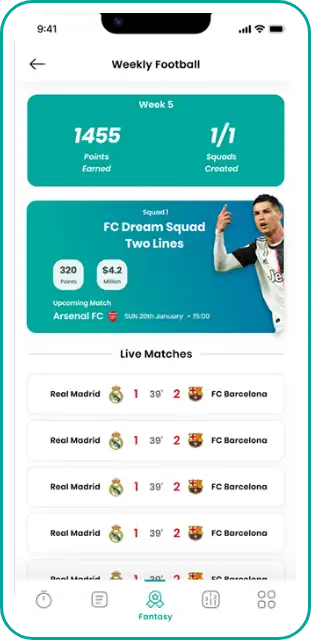 Fantasy Sports App screen