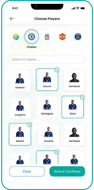 Fantasy Sports App screen