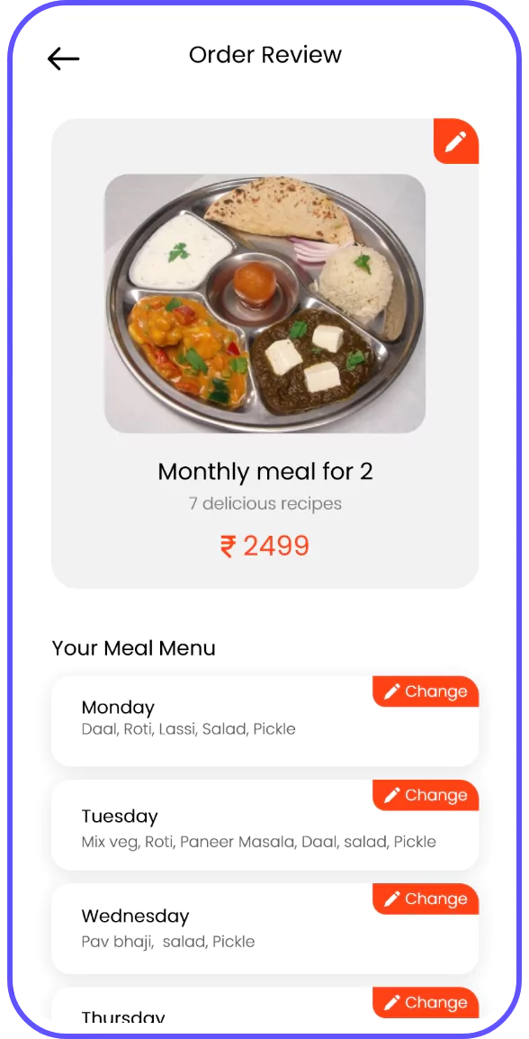 Restaurant App screen