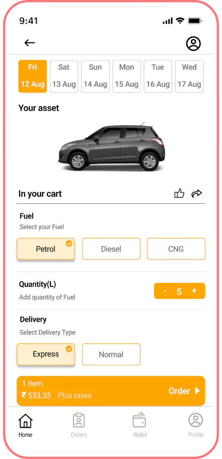 Fuel Delivery App Screen