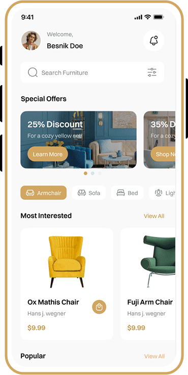 Furniture Store App screen