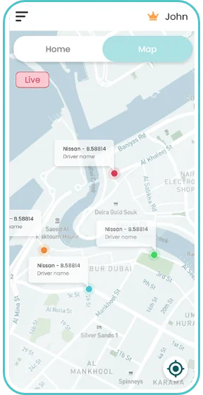 GPS Tracking App screen