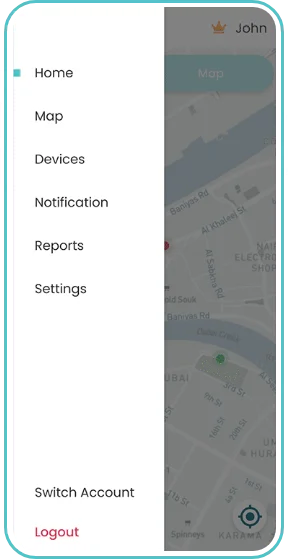 GPS Tracking App screen