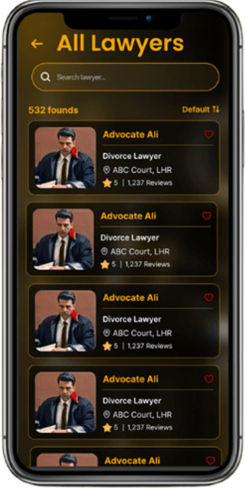 Lawyer App screen