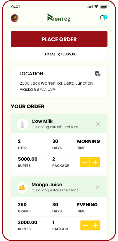 Milk App Screen