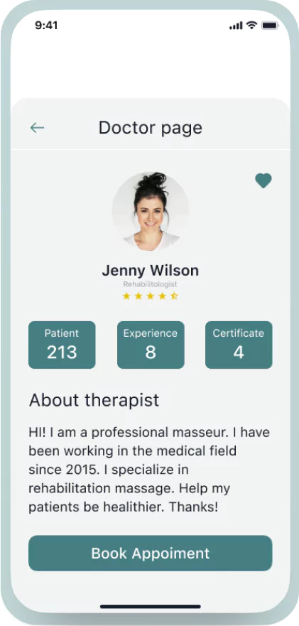 Massage app screen