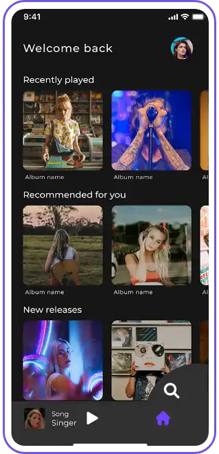 Music Streaming App screen