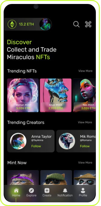 NFT Marketplace screen