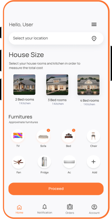 Packers and Movers App screen