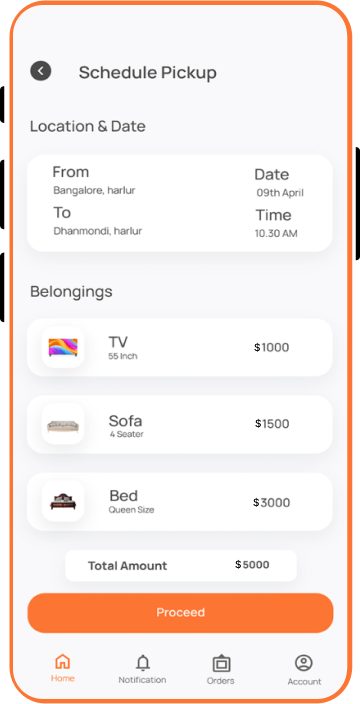 Packers and Movers App screen