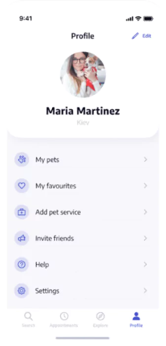 Dog app screen