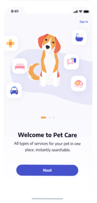 Dog app screen