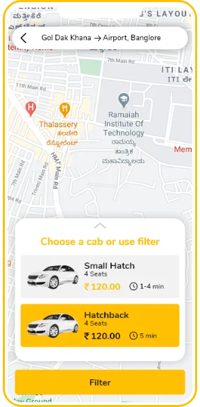 Taxi Booking screen