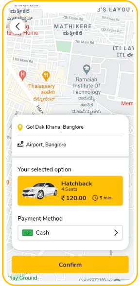 Taxi Booking screen