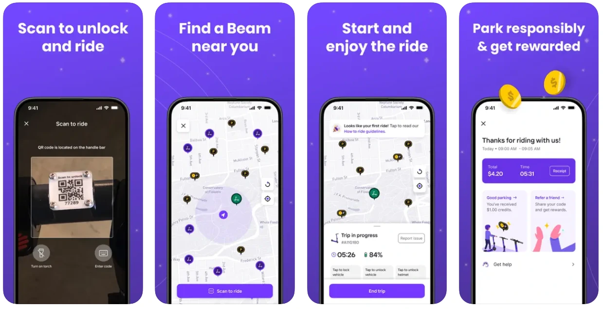 Beam top eScooter app