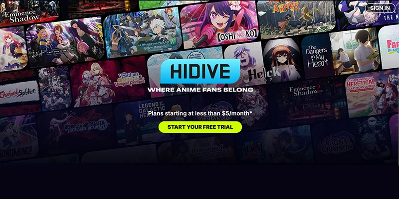 HiDive aniwatch alternatives