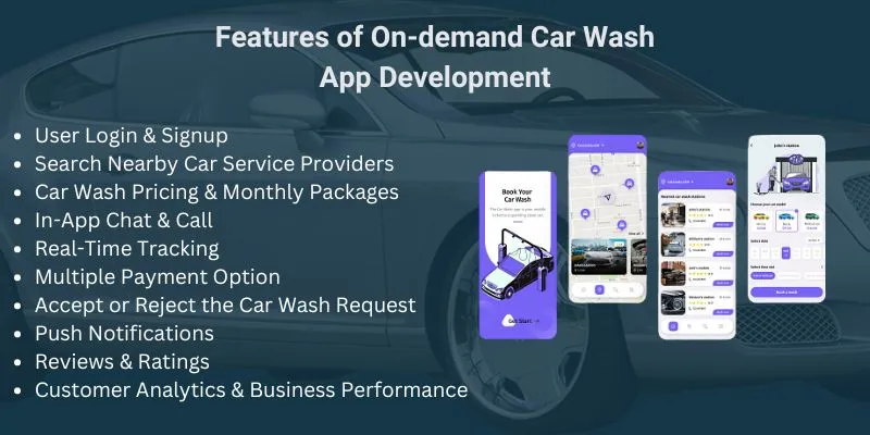 Features of car wash app development company