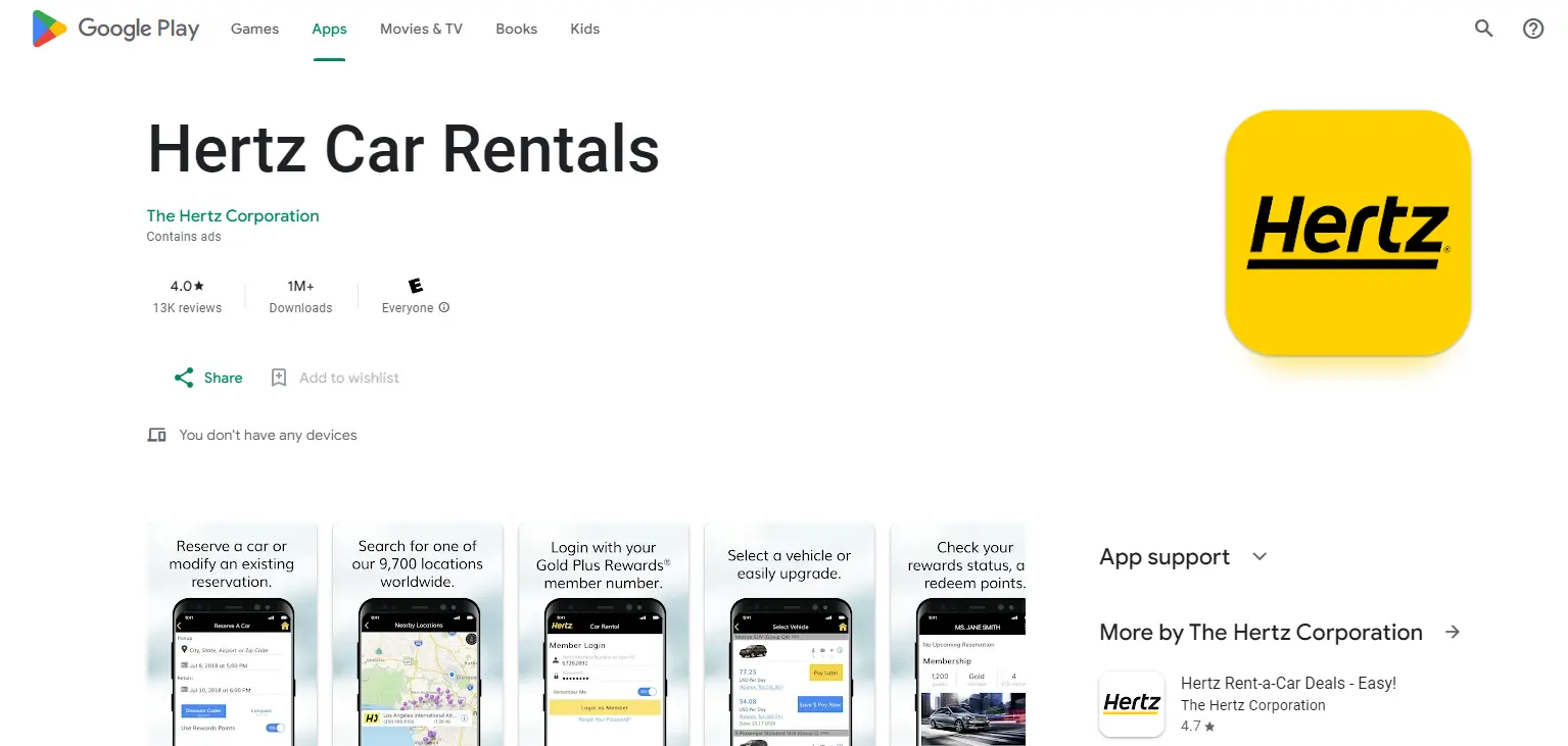 Hertz a Car Rental App