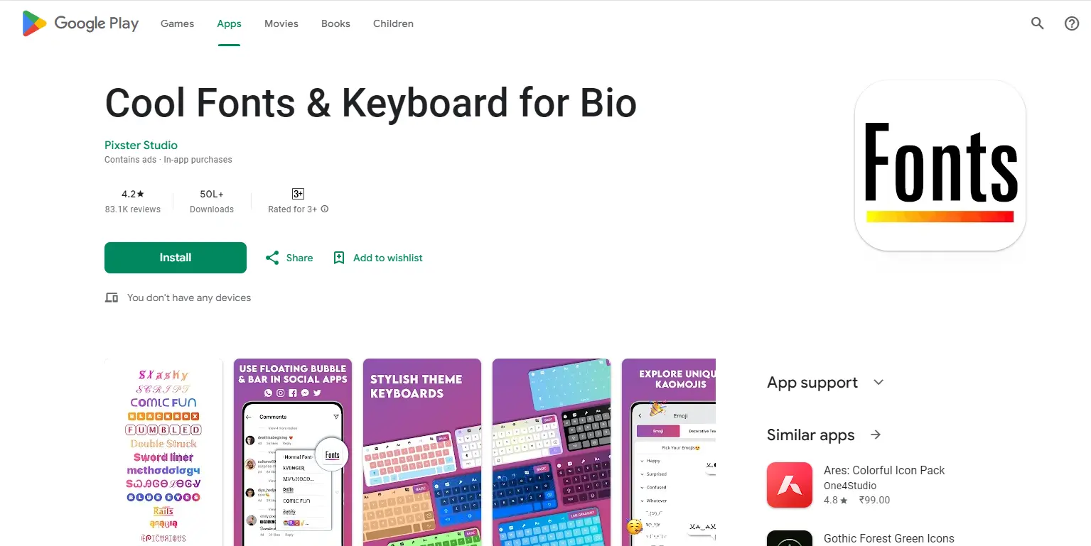 Cool Fonts & Keyboard for Bio